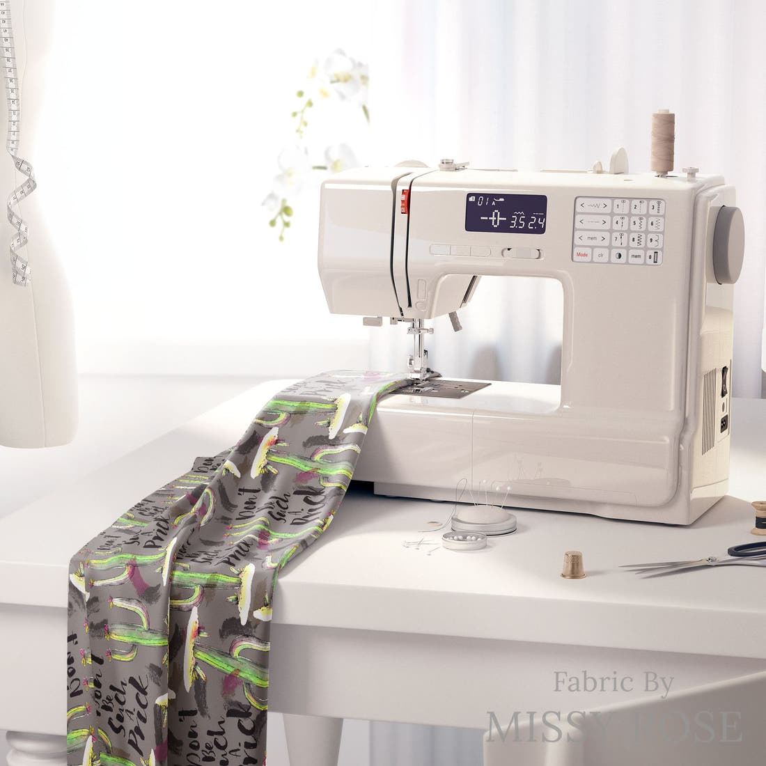 Profanity Fabric 35 on a sewing machine - premium fabric for sewing projects | Fabric by Missy Rose