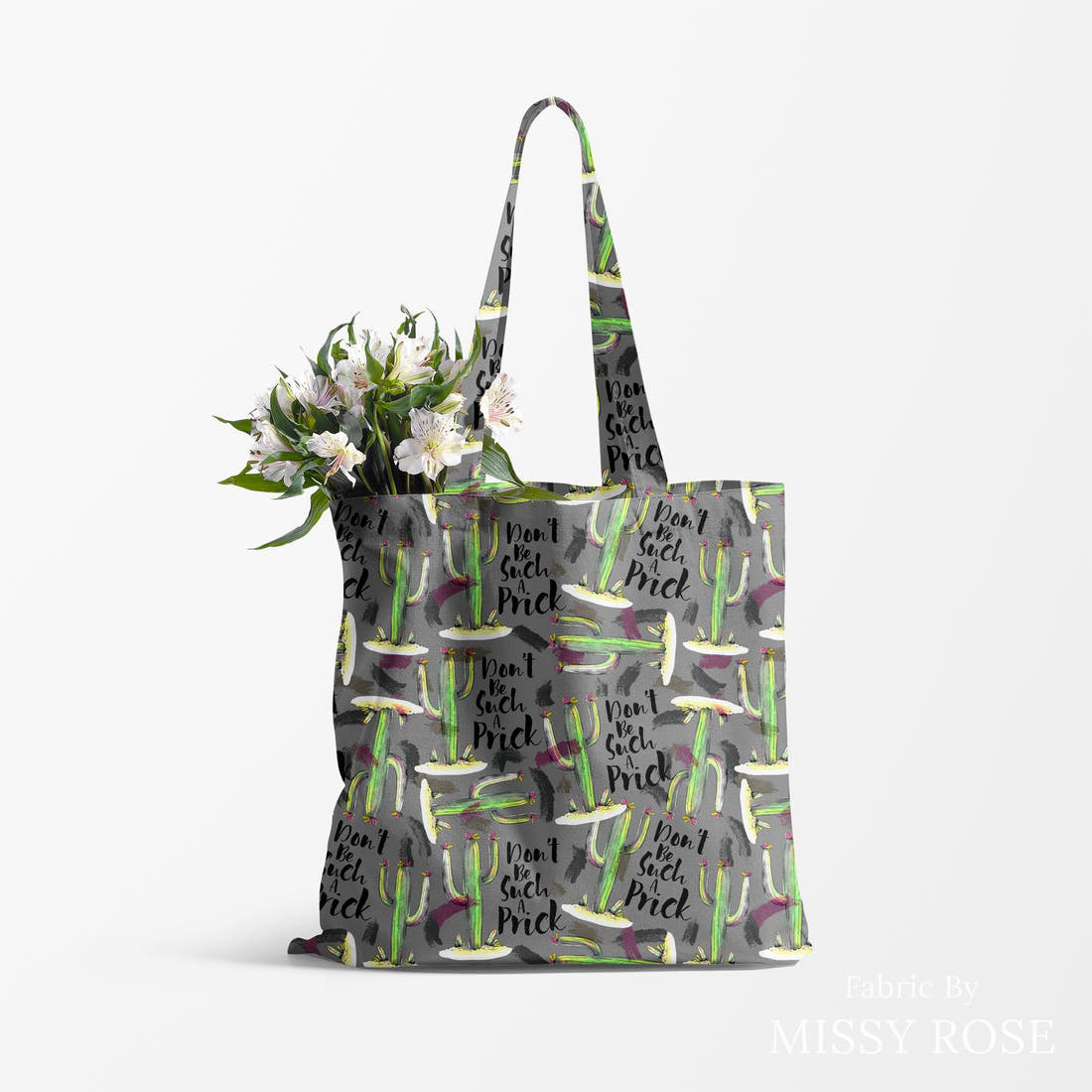 Profanity Fabric 35 made up as a tote bag - see how the print looks made up | Fabric by Missy Rose