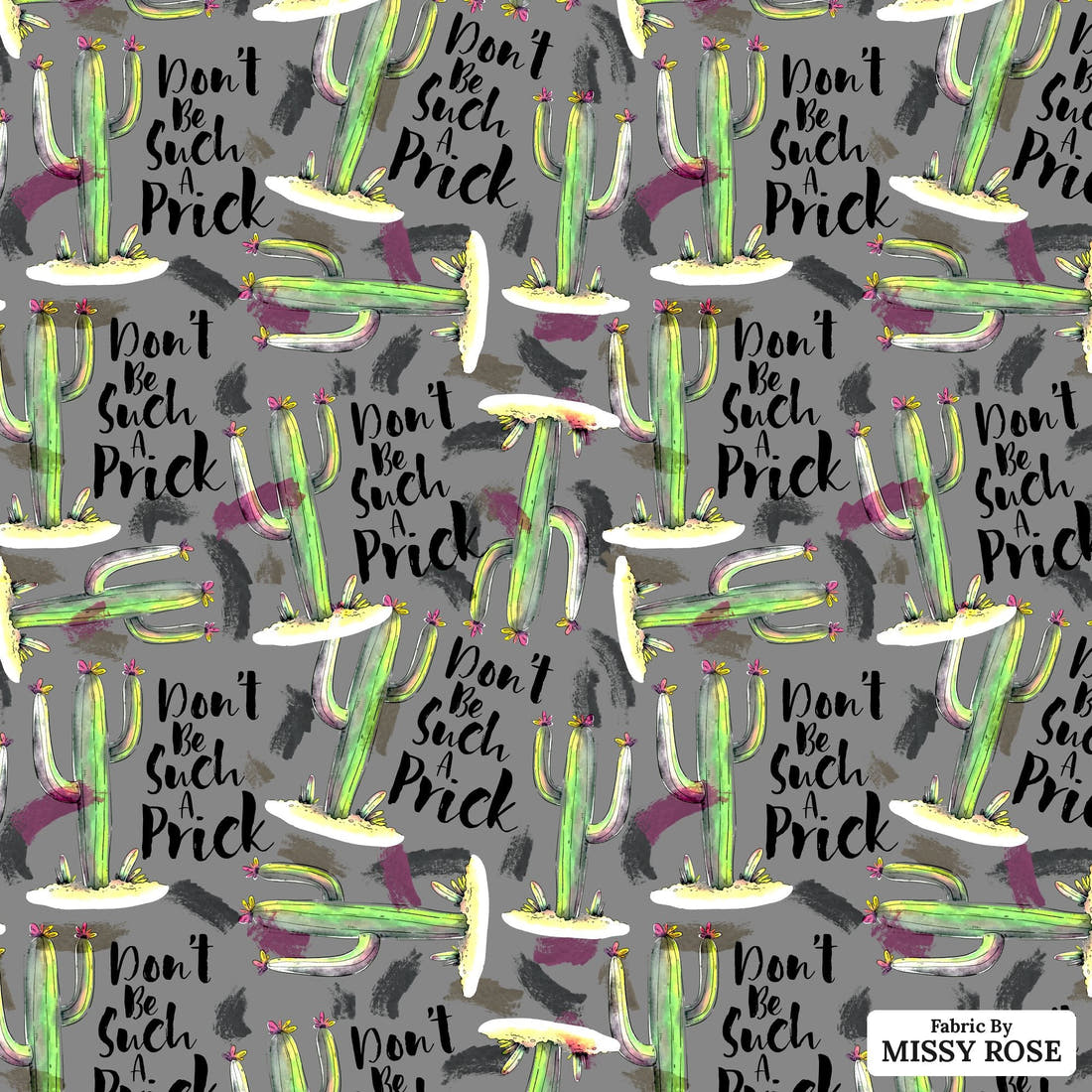 Profanity Fabric 35 - flat view of the print, zoom in for detail | Fabric by Missy Rose