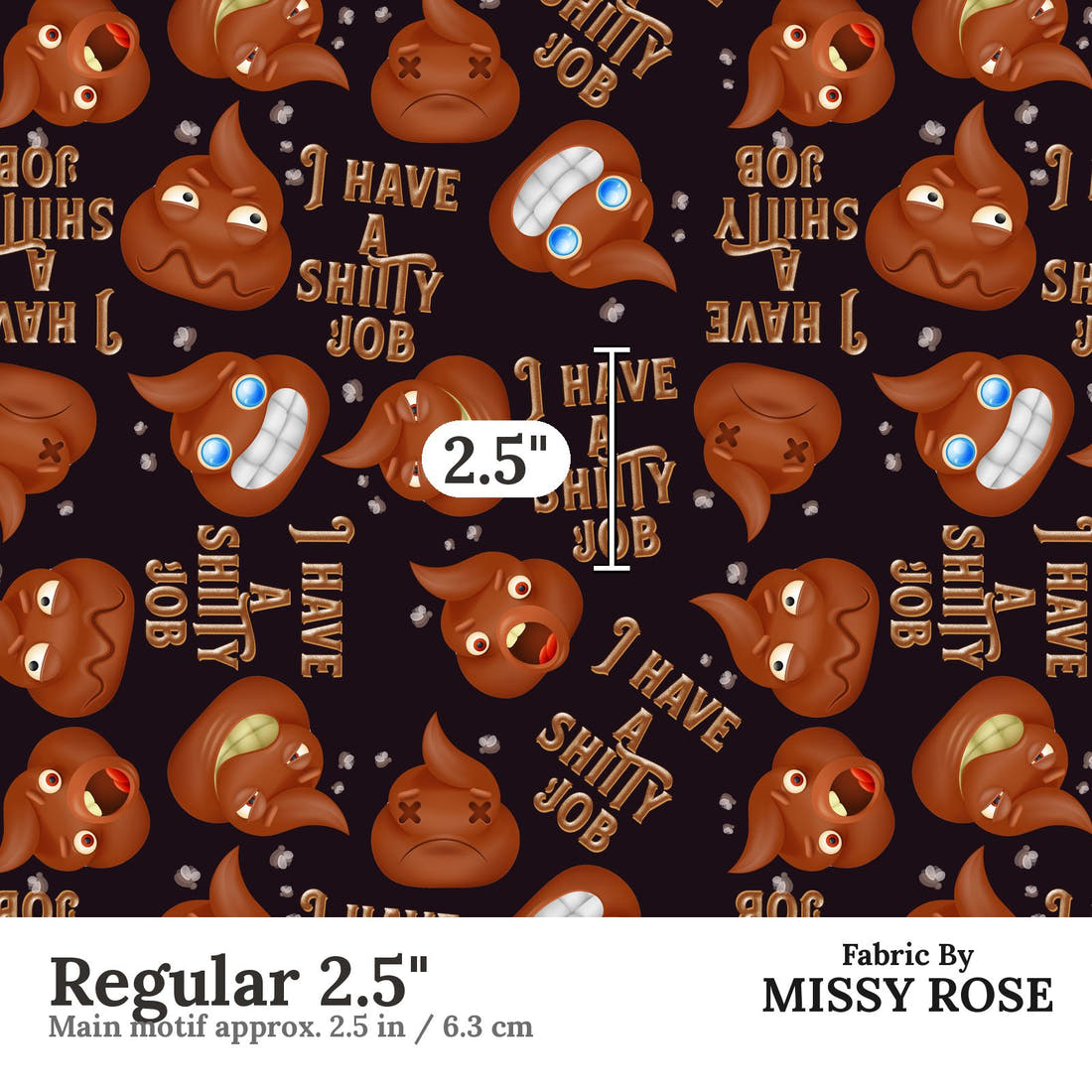 Profanity Fabric 350 Regular 2.5 inch print scale guide | Fabric by Missy Rose