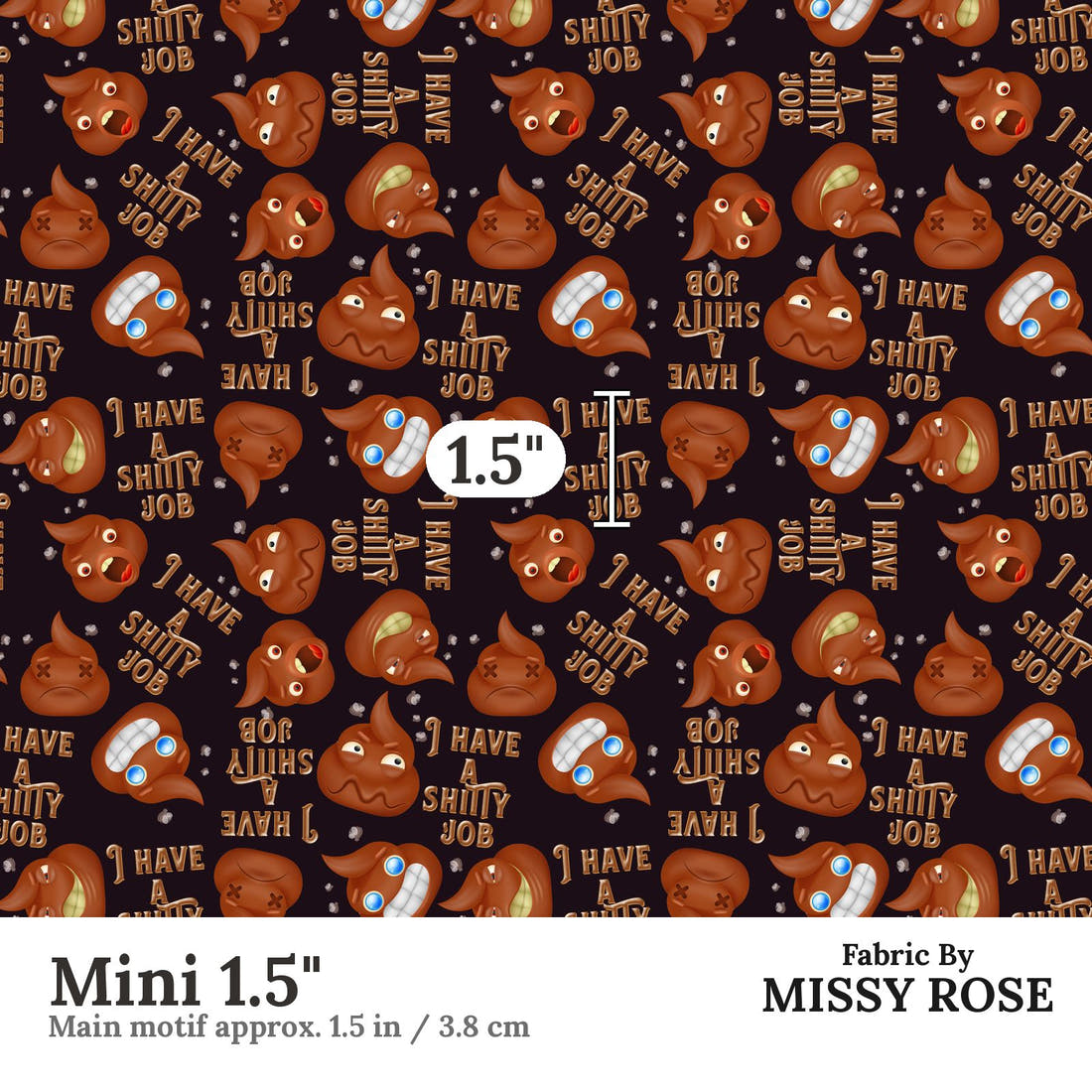 Profanity Fabric 350 Mini 1.5 inch print scale guide | Fabric by Missy Rose