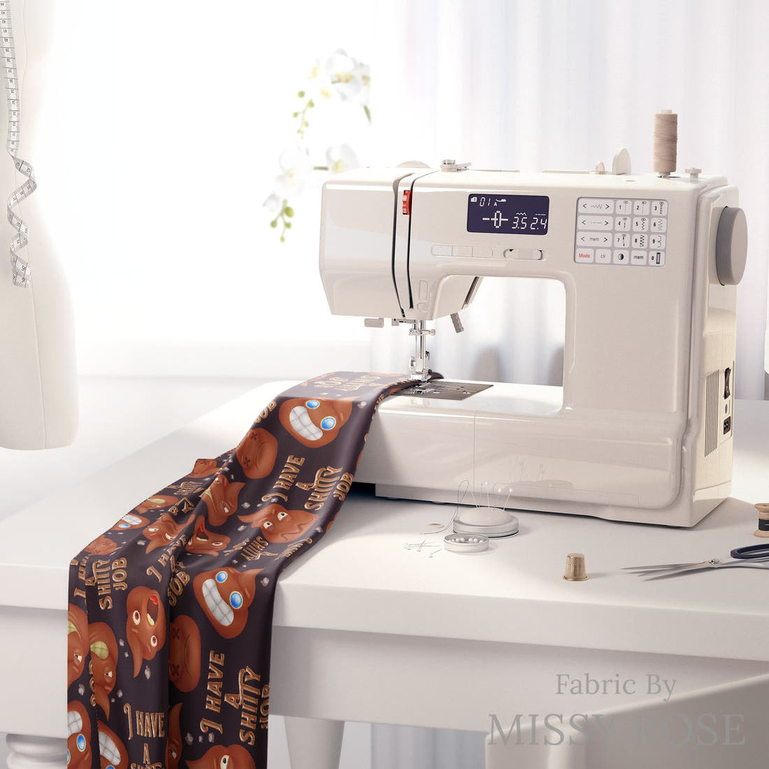 Profanity Fabric 350 on a sewing machine - premium fabric for sewing projects | Fabric by Missy Rose