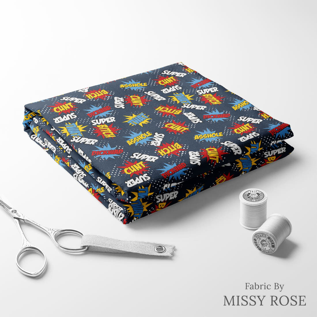 Profanity Fabric 351 folded fabric stack with matching thread - pre-order fabric Australia | Fabric by Missy Rose