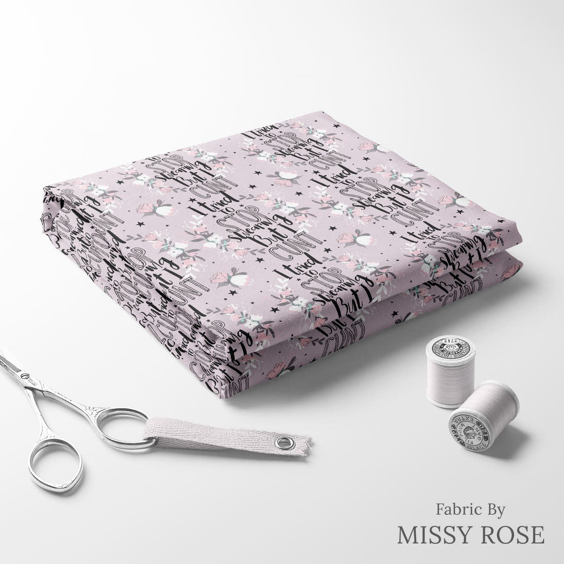 Profanity Fabric 352 folded fabric stack with matching thread - pre-order fabric Australia | Fabric by Missy Rose