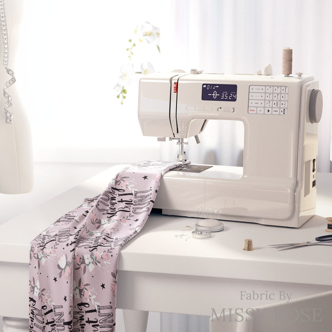Profanity Fabric 352 on a sewing machine - premium fabric for sewing projects | Fabric by Missy Rose