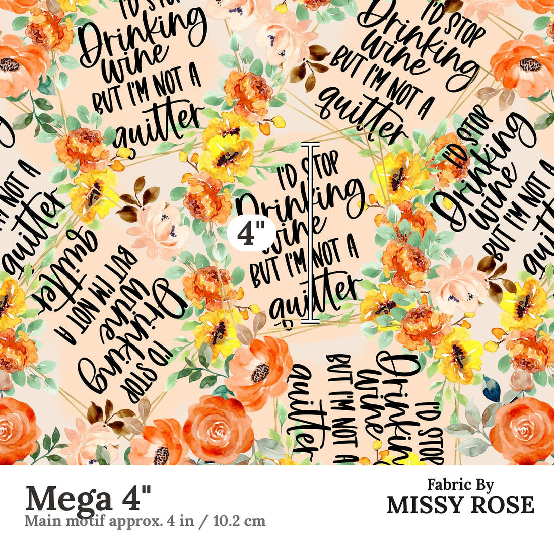 Profanity Fabric 353 Mega 4 inch print scale guide | Fabric by Missy Rose