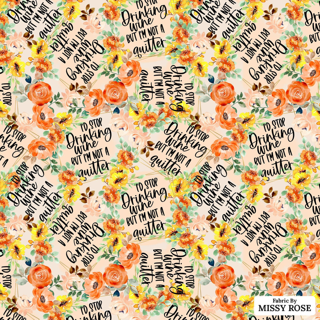 Profanity Fabric 353 - flat view of the print, zoom in for detail | Fabric by Missy Rose