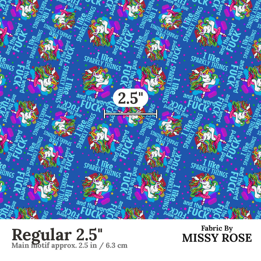 Profanity Fabric 354 Regular 2.5 inch print scale guide | Fabric by Missy Rose