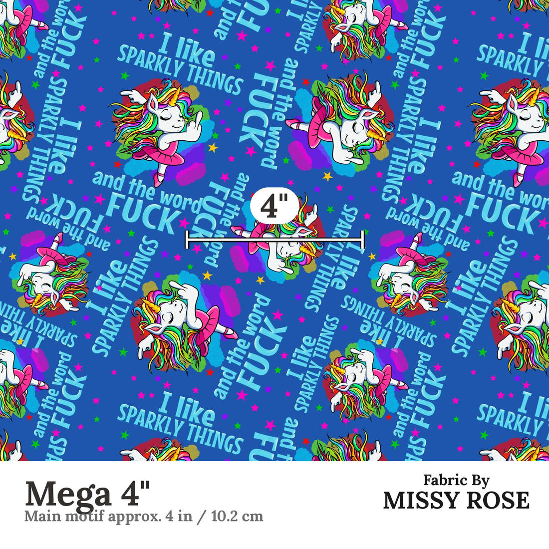Profanity Fabric 354 Mega 4 inch print scale guide | Fabric by Missy Rose