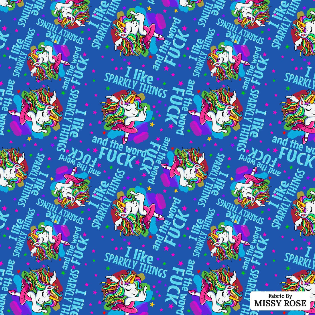 Profanity Fabric 354 - flat view of the print, zoom in for detail | Fabric by Missy Rose