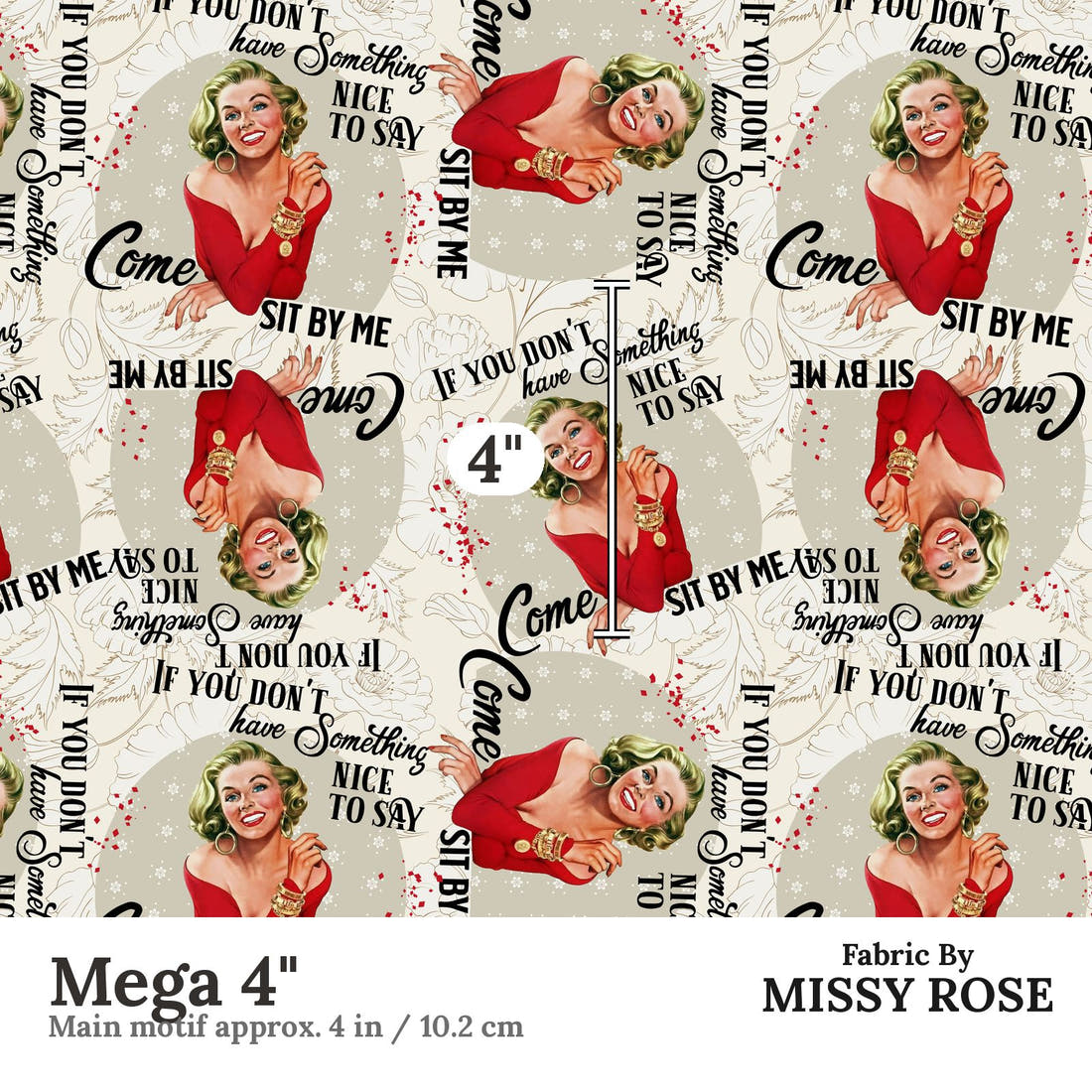 Profanity Fabric 357 Mega 4 inch print scale guide | Fabric by Missy Rose