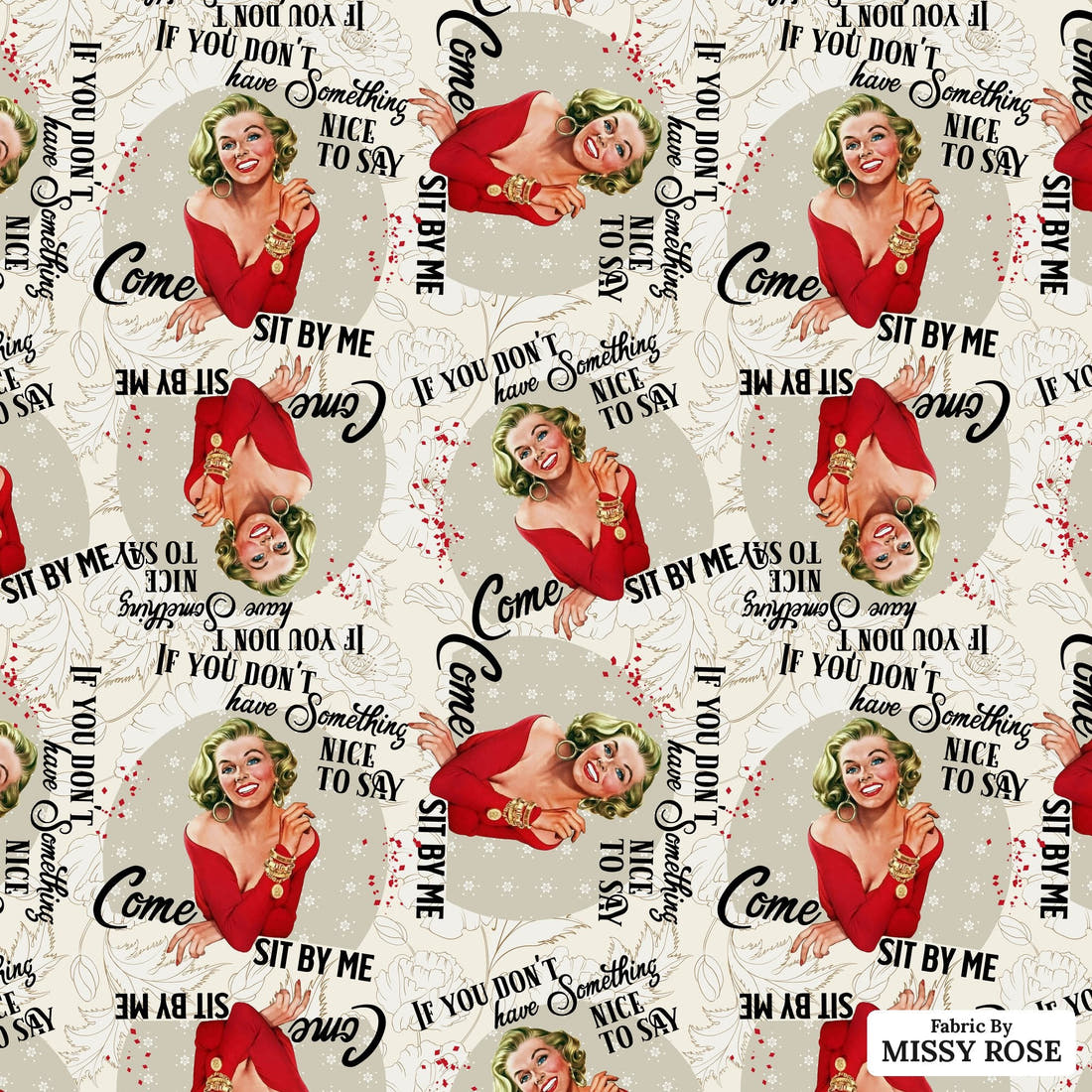 Profanity Fabric 357 - flat view of the print, zoom in for detail | Fabric by Missy Rose