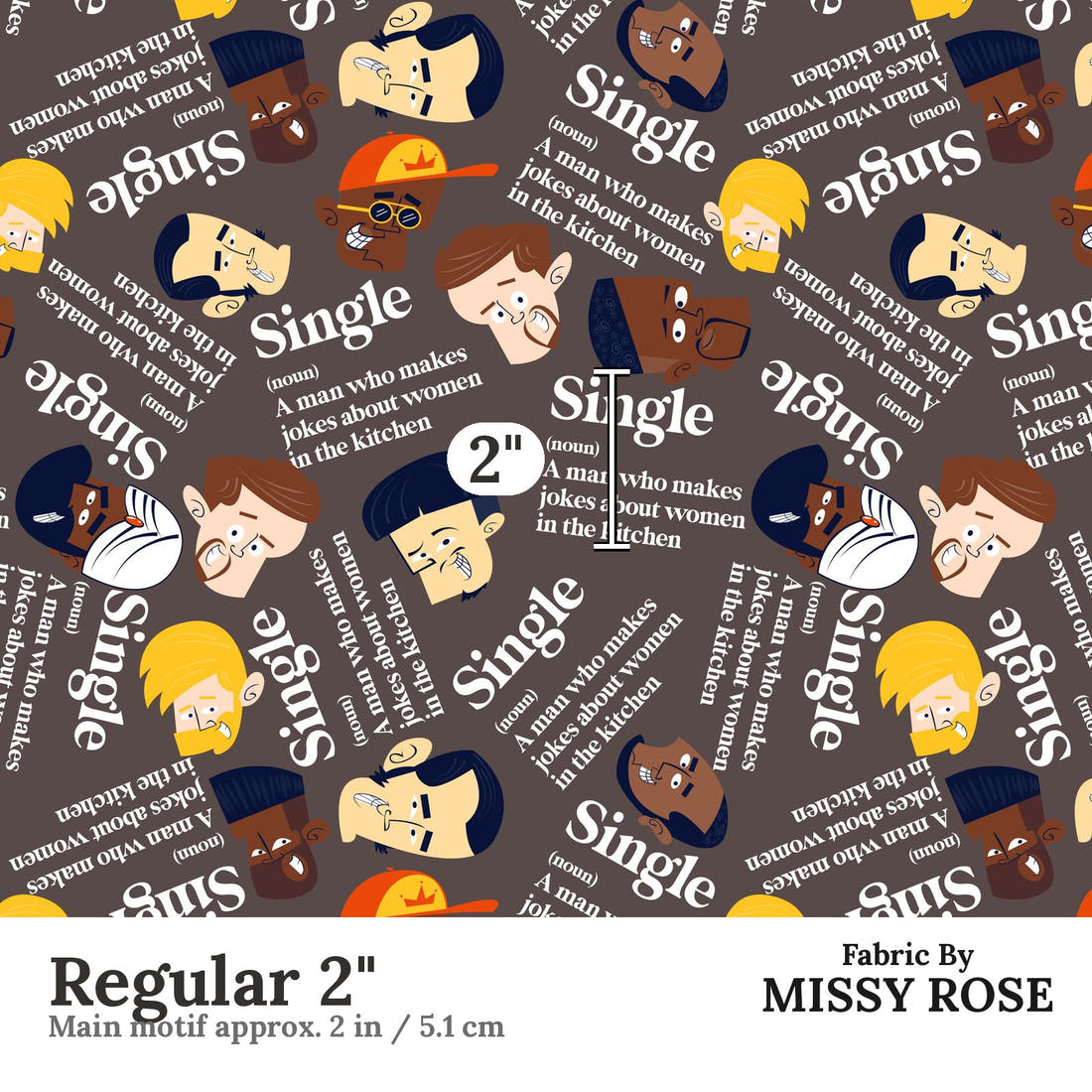 Profanity Fabric 358 Regular 2 inch print scale guide | Fabric by Missy Rose