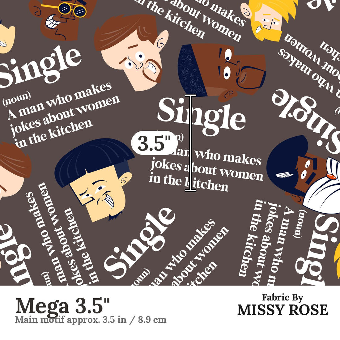 Profanity Fabric 358 Mega 3.5 inch print scale guide | Fabric by Missy Rose