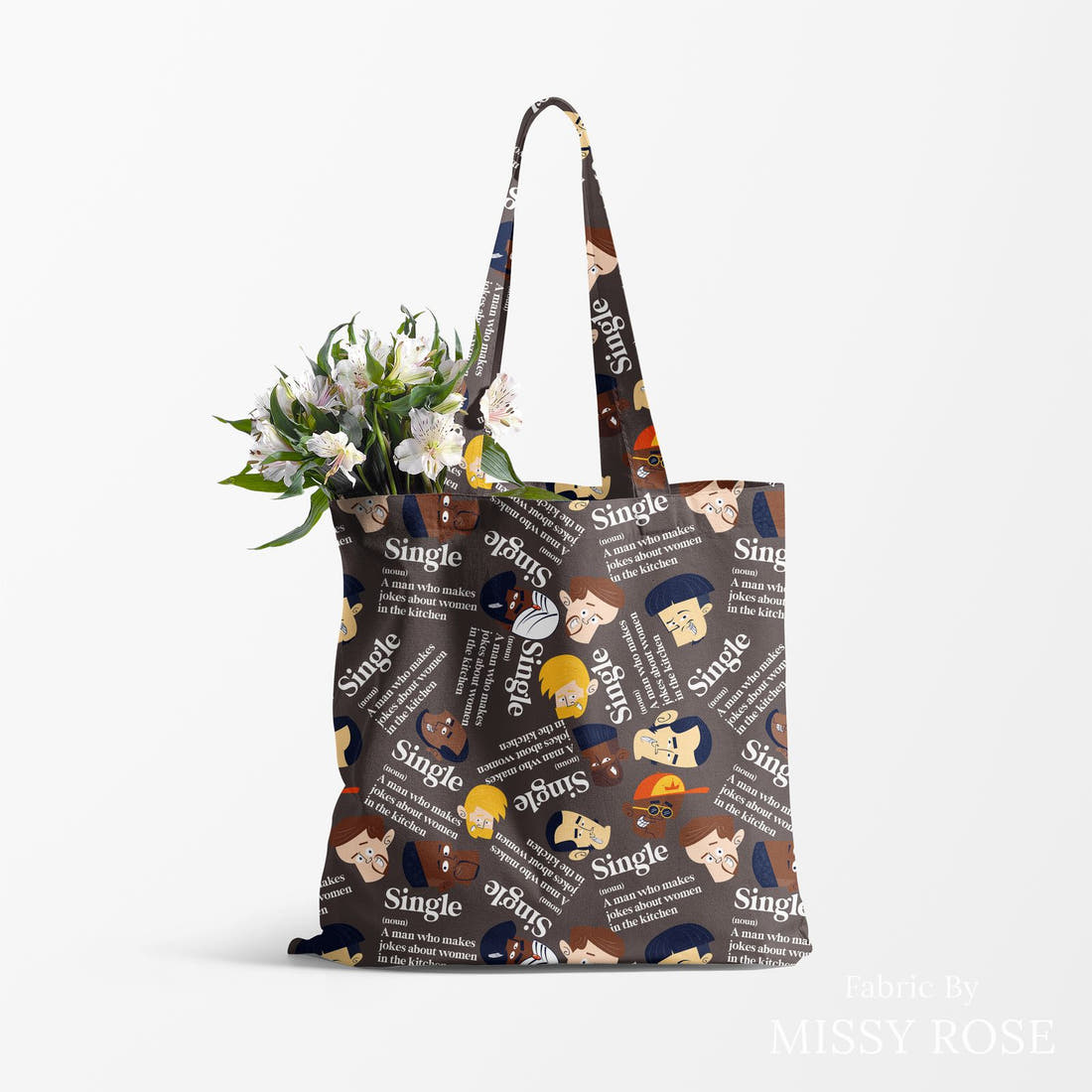 Profanity Fabric 358 made up as a tote bag - see how the print looks made up | Fabric by Missy Rose