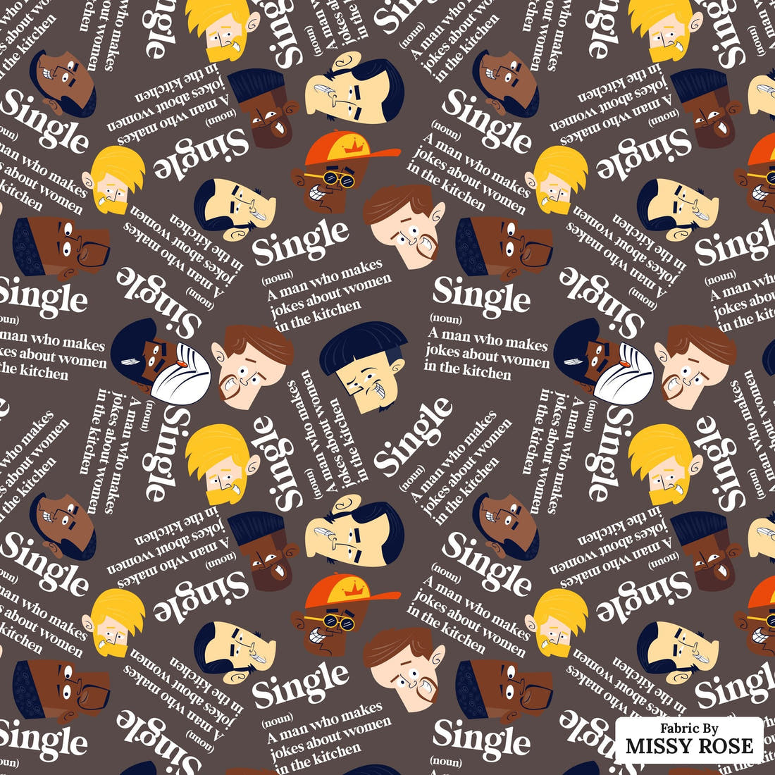 Profanity Fabric 358 - flat view of the print, zoom in for detail | Fabric by Missy Rose