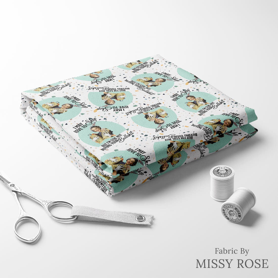 Profanity Fabric 359 folded fabric stack with matching thread - pre-order fabric Australia | Fabric by Missy Rose