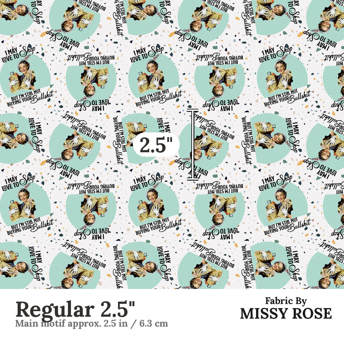 Profanity Fabric 359 Regular 2.5 inch print scale guide | Fabric by Missy Rose