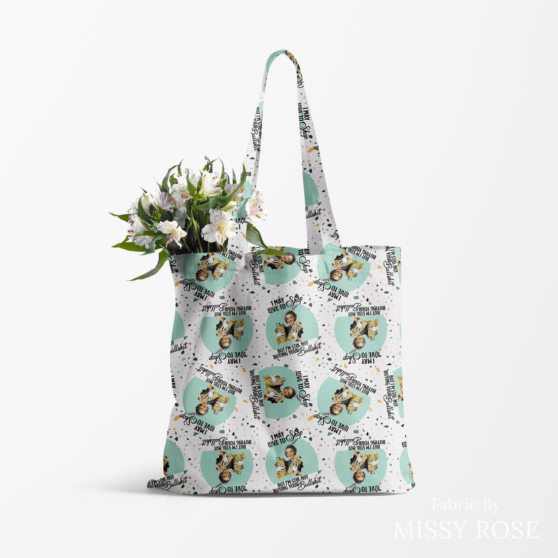 Profanity Fabric 359 made up as a tote bag - see how the print looks made up | Fabric by Missy Rose