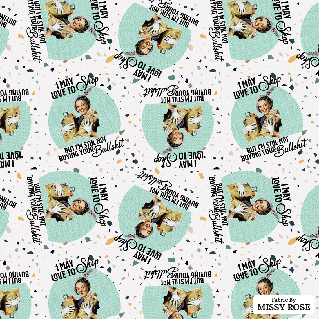 Profanity Fabric 359 - flat view of the print, zoom in for detail | Fabric by Missy Rose