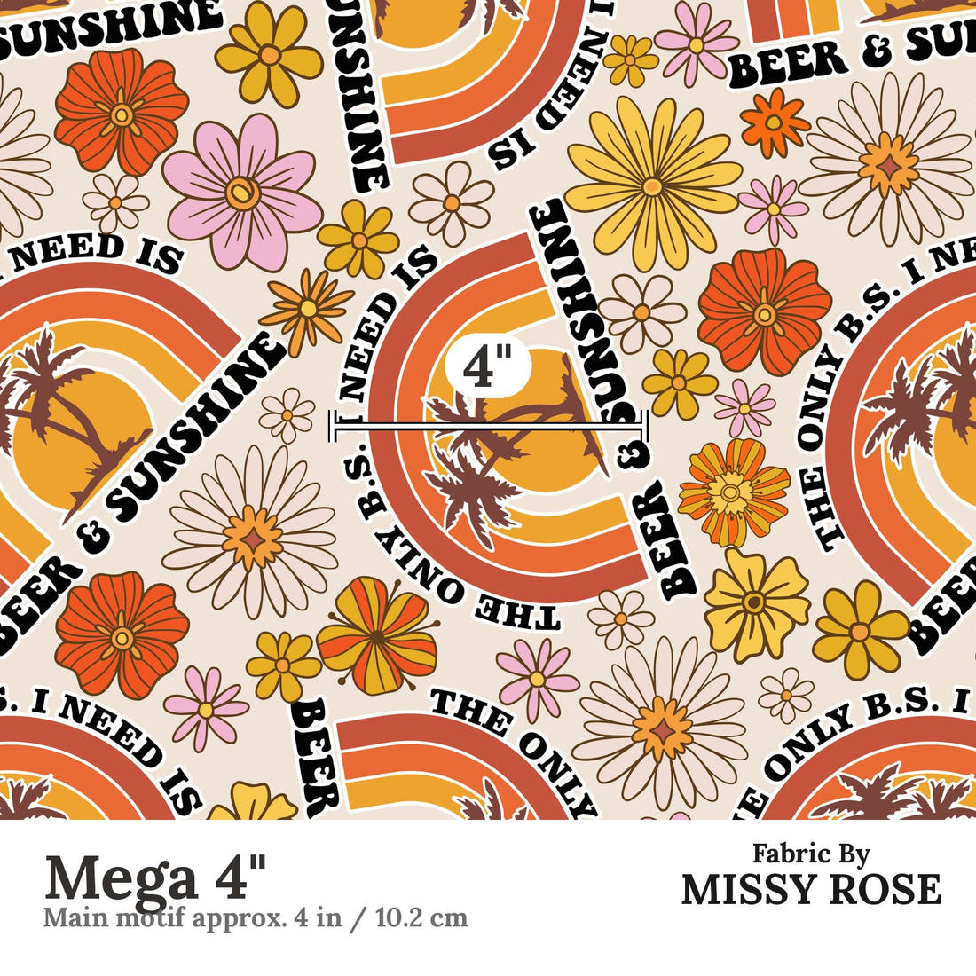 Profanity Fabric 361 Mega 4 inch print scale guide | Fabric by Missy Rose