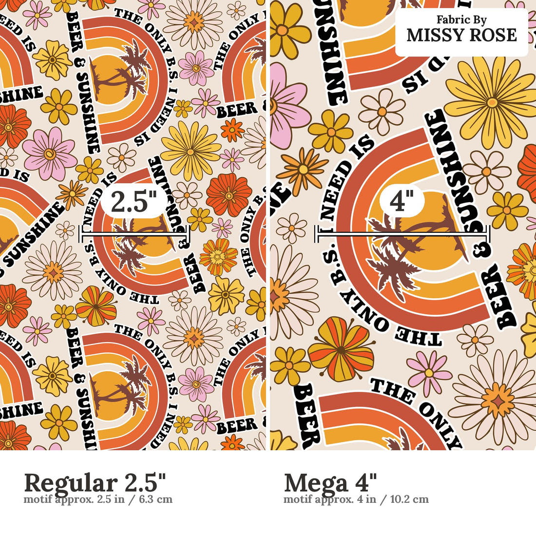 Profanity Fabric 361 Regular 2.5 inch vs Mega 4 inch print scale side by side | Fabric by Missy Rose