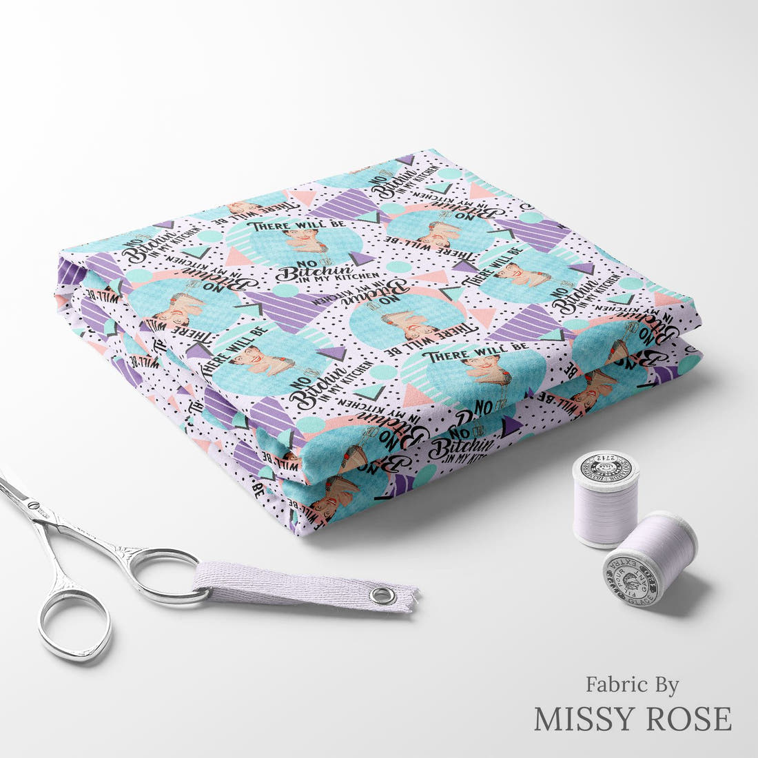 Profanity Fabric 362 folded fabric stack with matching thread - pre-order fabric Australia | Fabric by Missy Rose