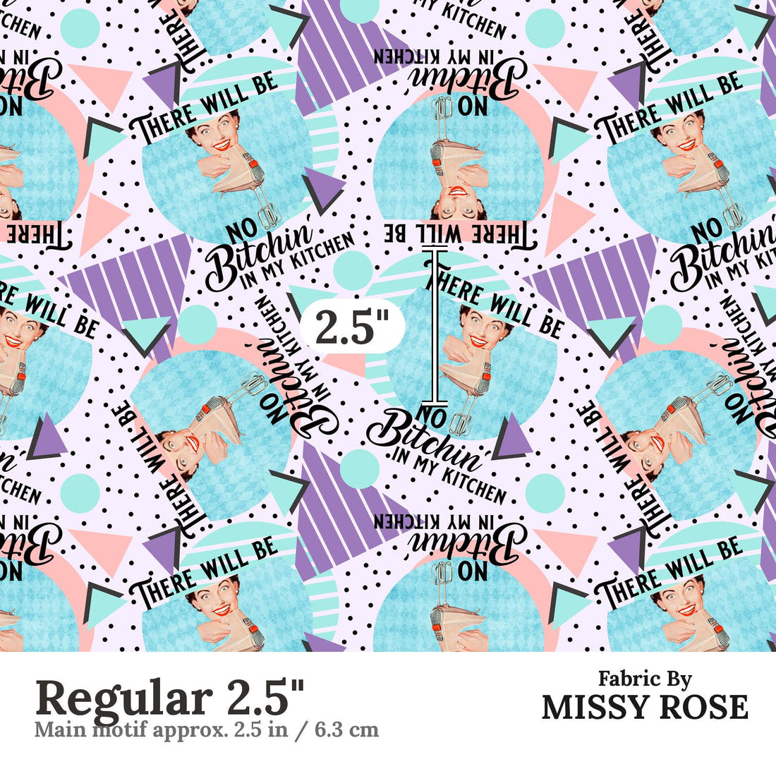 Profanity Fabric 362 Regular 2.5 inch print scale guide | Fabric by Missy Rose