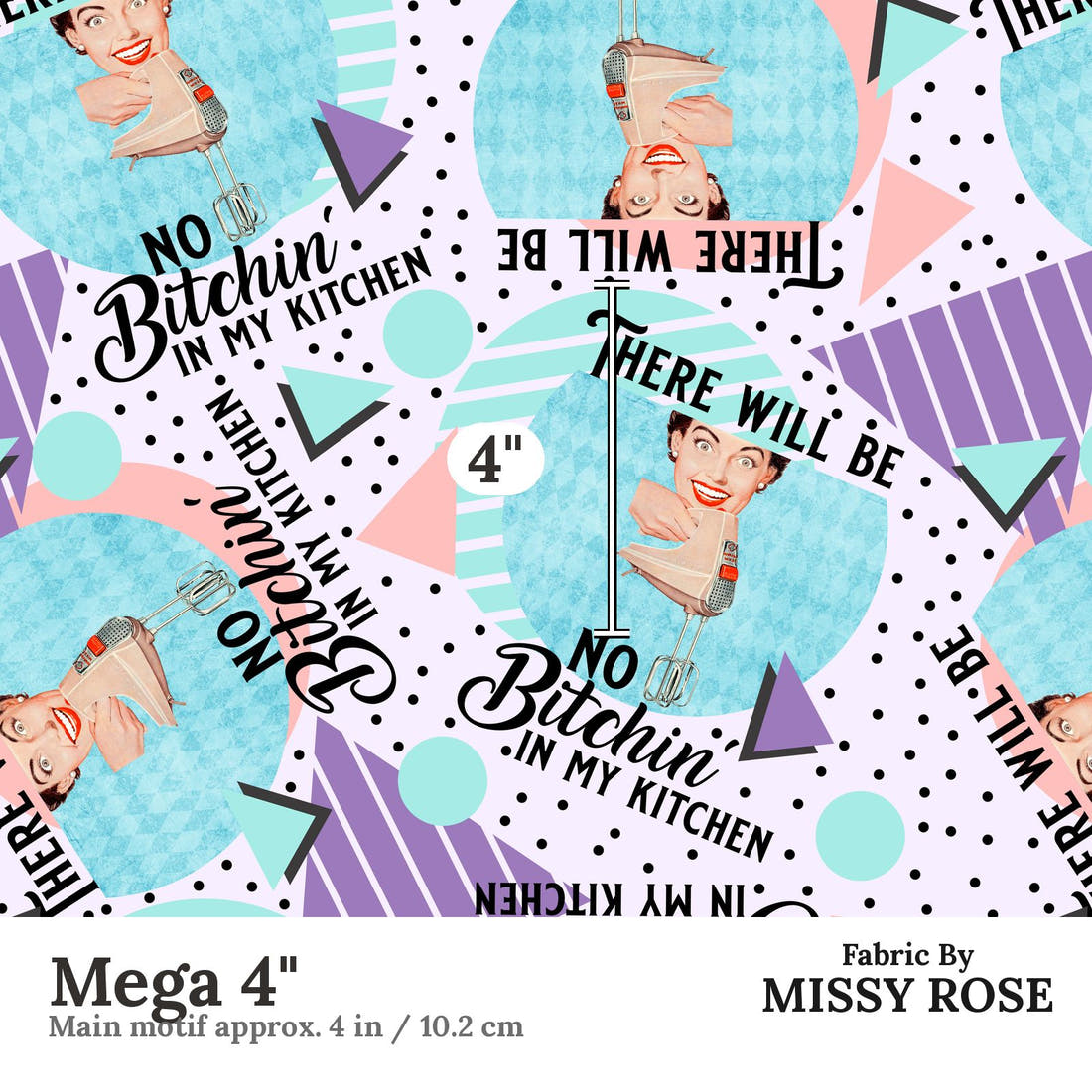 Profanity Fabric 362 Mega 4 inch print scale guide | Fabric by Missy Rose