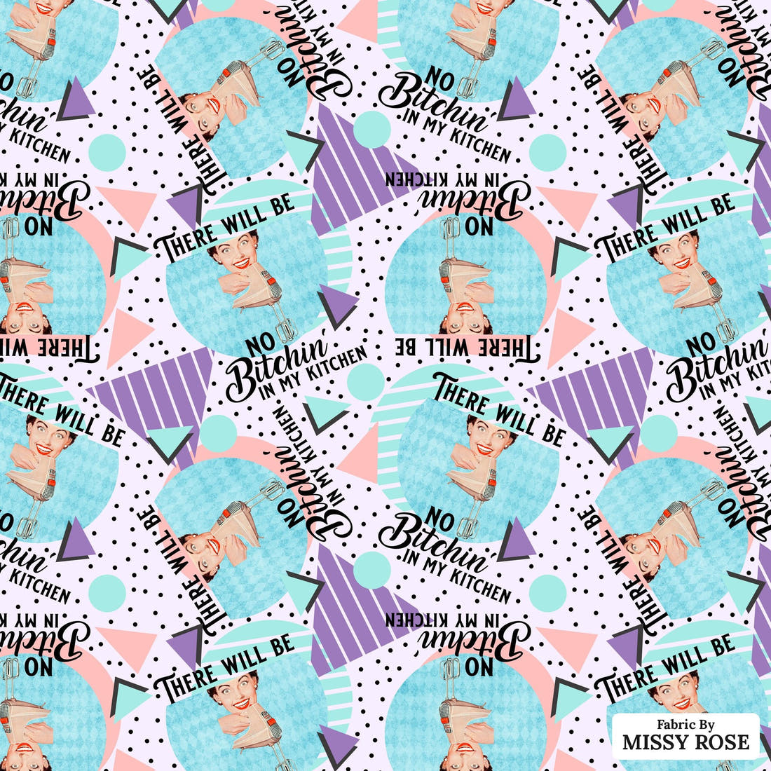 Profanity Fabric 362 - flat view of the print, zoom in for detail | Fabric by Missy Rose