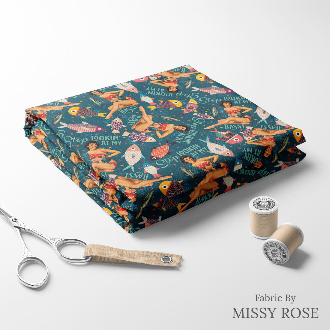 Profanity Fabric 363 folded fabric stack with matching thread - pre-order fabric Australia | Fabric by Missy Rose