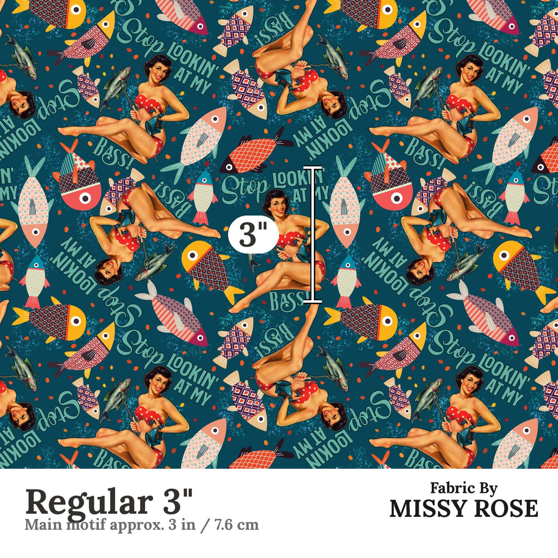 Profanity Fabric 363 Regular 3 inch print scale guide | Fabric by Missy Rose