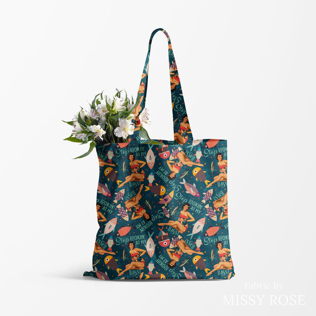 Profanity Fabric 363 made up as a tote bag - see how the print looks made up | Fabric by Missy Rose