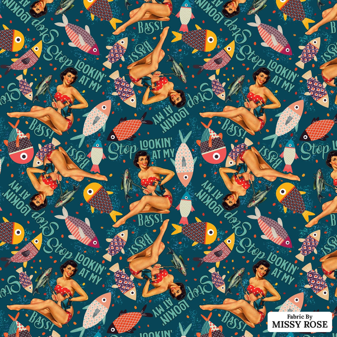 Profanity Fabric 363 - flat view of the print, zoom in for detail | Fabric by Missy Rose