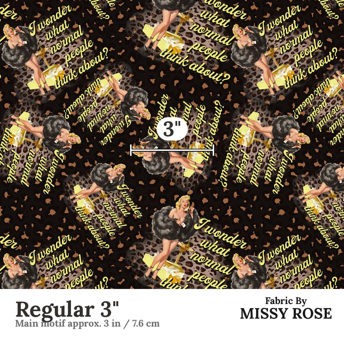 Profanity Fabric 364 Regular 3 inch print scale guide | Fabric by Missy Rose