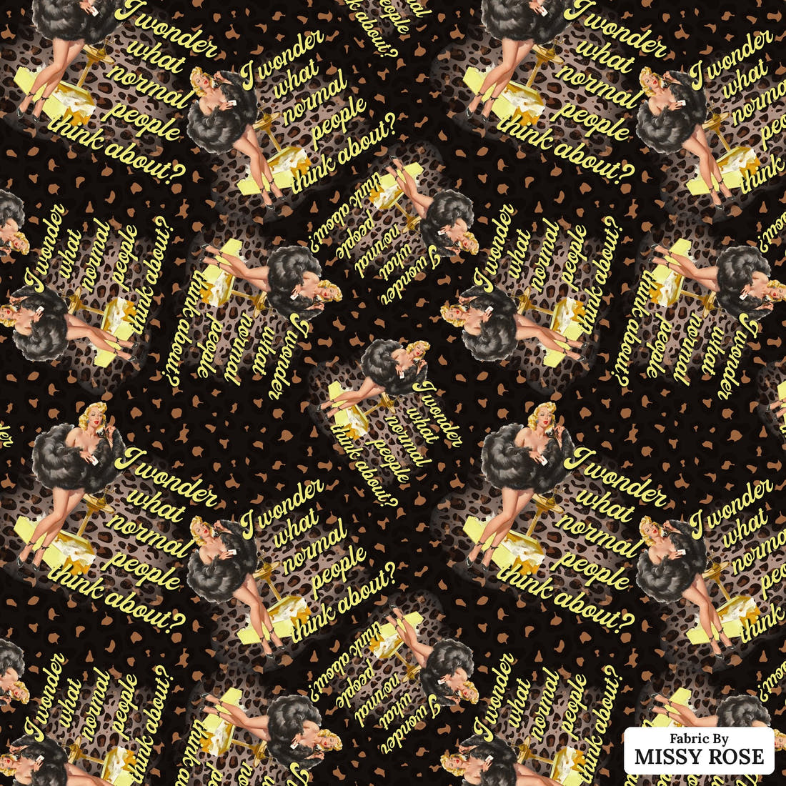Profanity Fabric 364 - flat view of the print, zoom in for detail | Fabric by Missy Rose