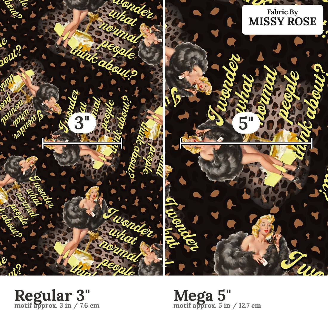 Profanity Fabric 364 Regular 3 inch vs Mega 5 inch print scale side by side | Fabric by Missy Rose