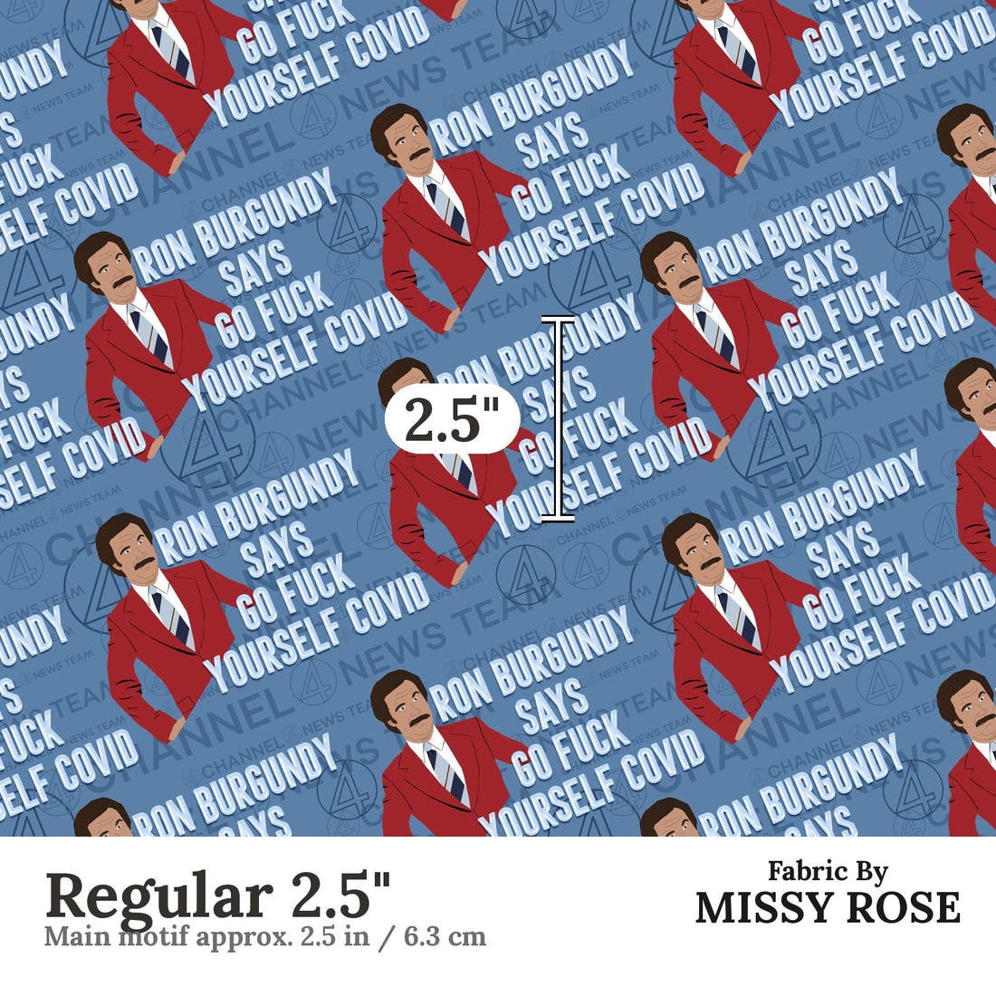 Profanity Fabric 365 Regular 2.5 inch print scale guide | Fabric by Missy Rose