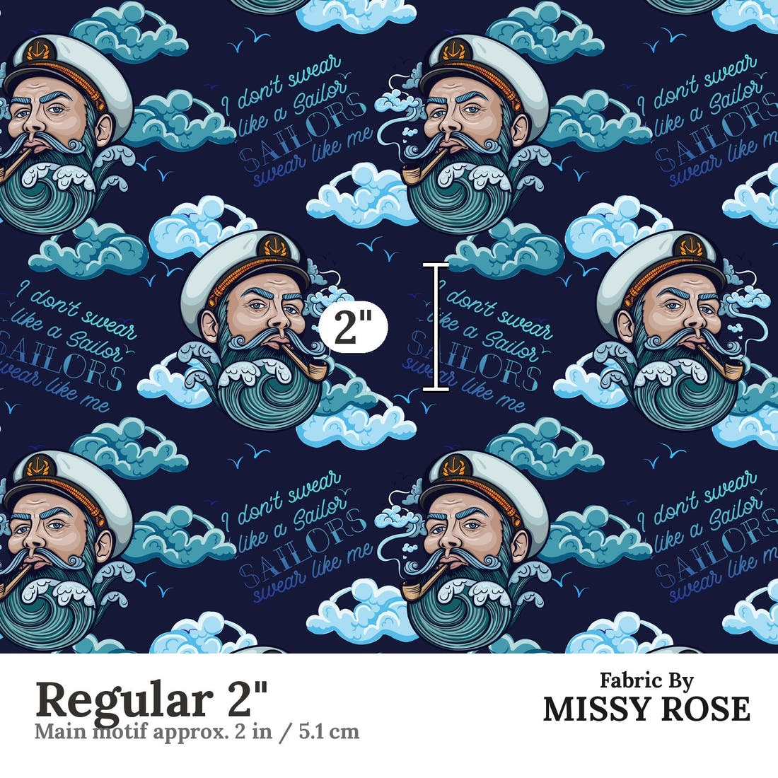 Profanity Fabric 366 Regular 2 inch print scale guide | Fabric by Missy Rose