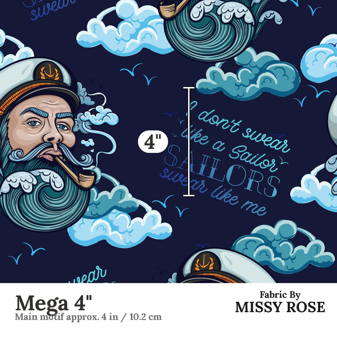 Profanity Fabric 366 Mega 4 inch print scale guide | Fabric by Missy Rose