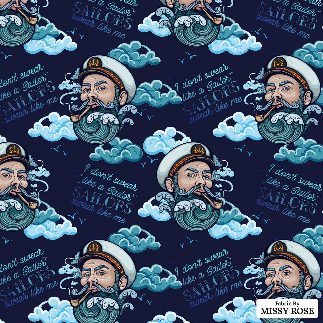 Profanity Fabric 366 - flat view of the print, zoom in for detail | Fabric by Missy Rose