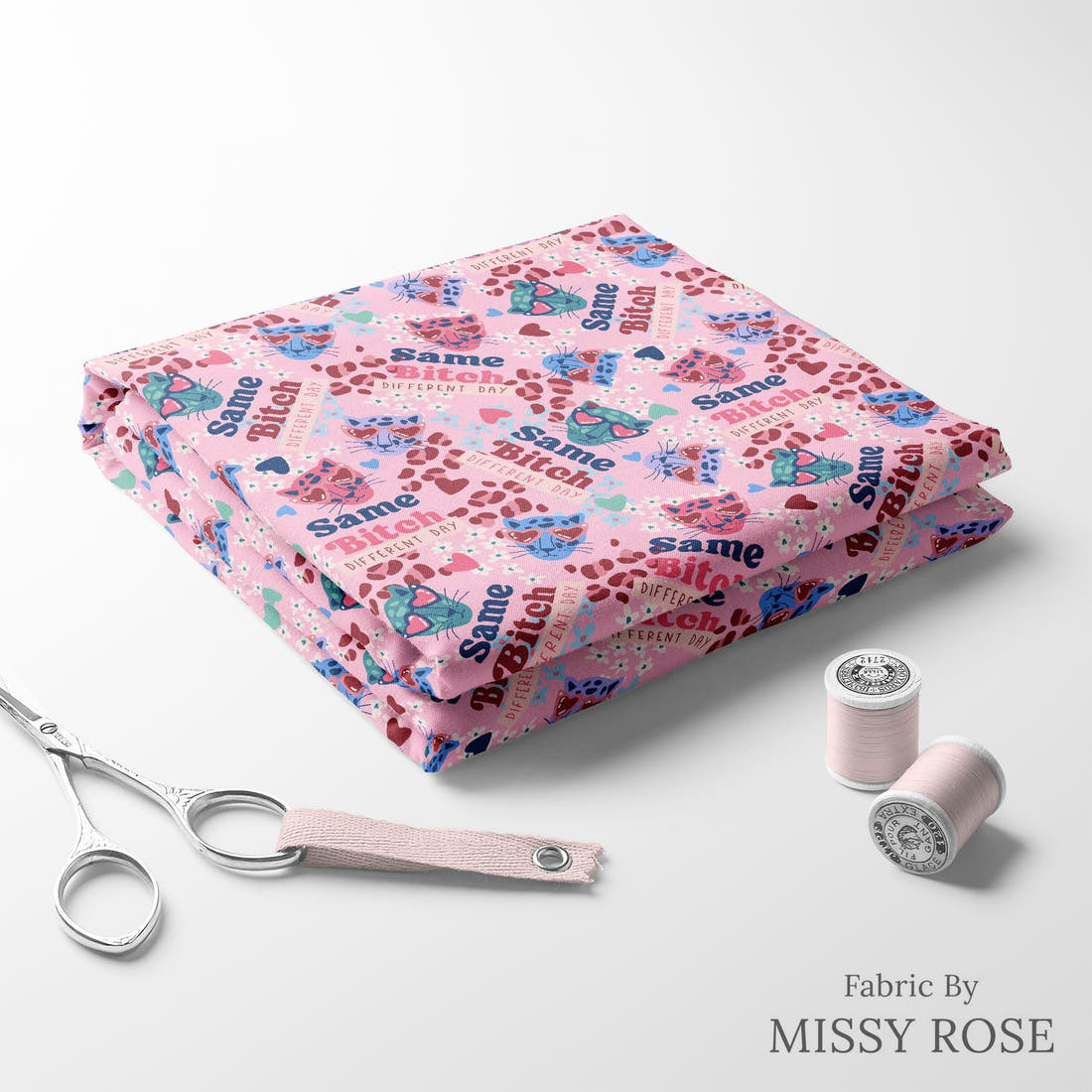 Profanity Fabric 367 folded fabric stack with matching thread - pre-order fabric Australia | Fabric by Missy Rose