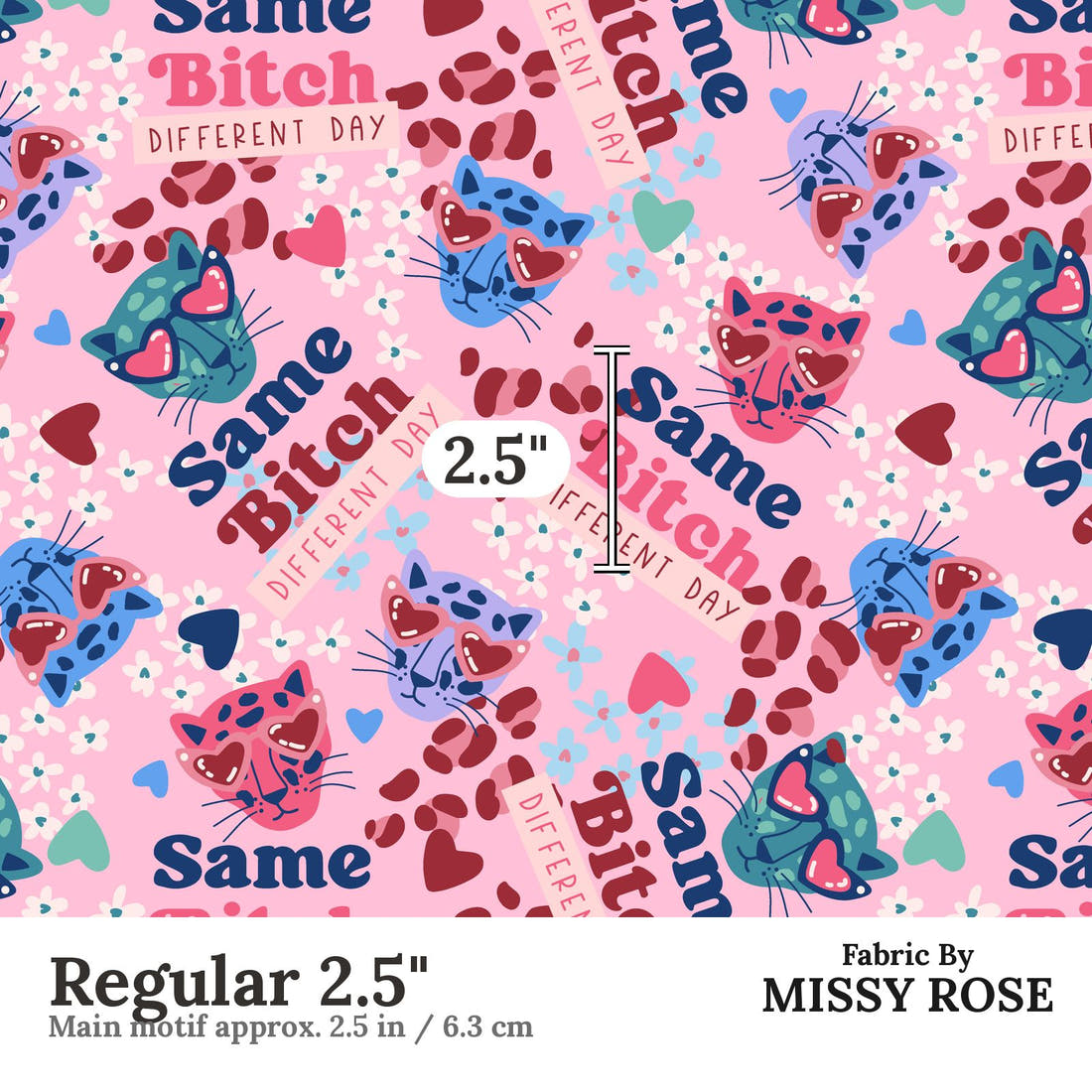 Profanity Fabric 367 Regular 2.5 inch print scale guide | Fabric by Missy Rose