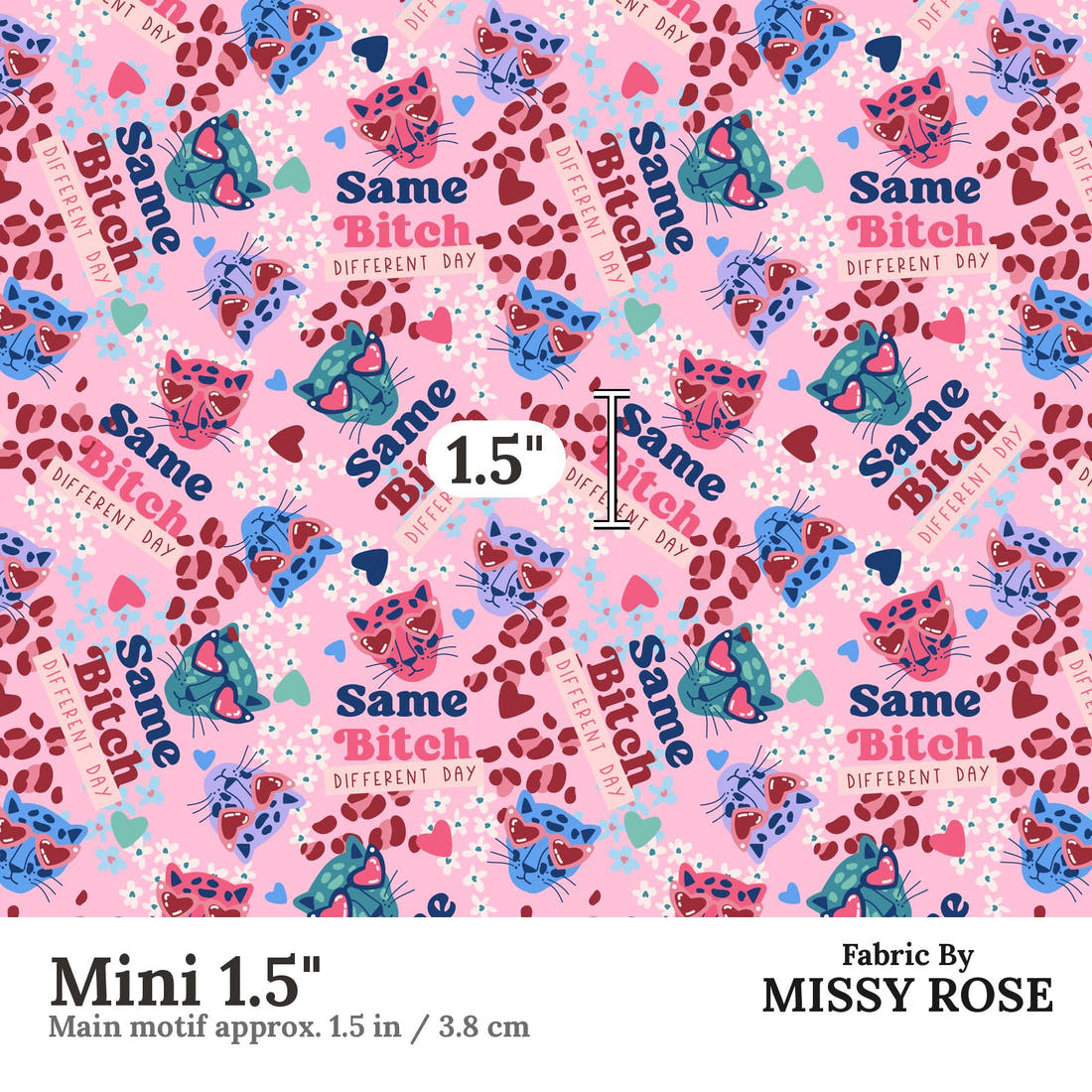 Profanity Fabric 367 Mini 1.5 inch print scale guide | Fabric by Missy Rose