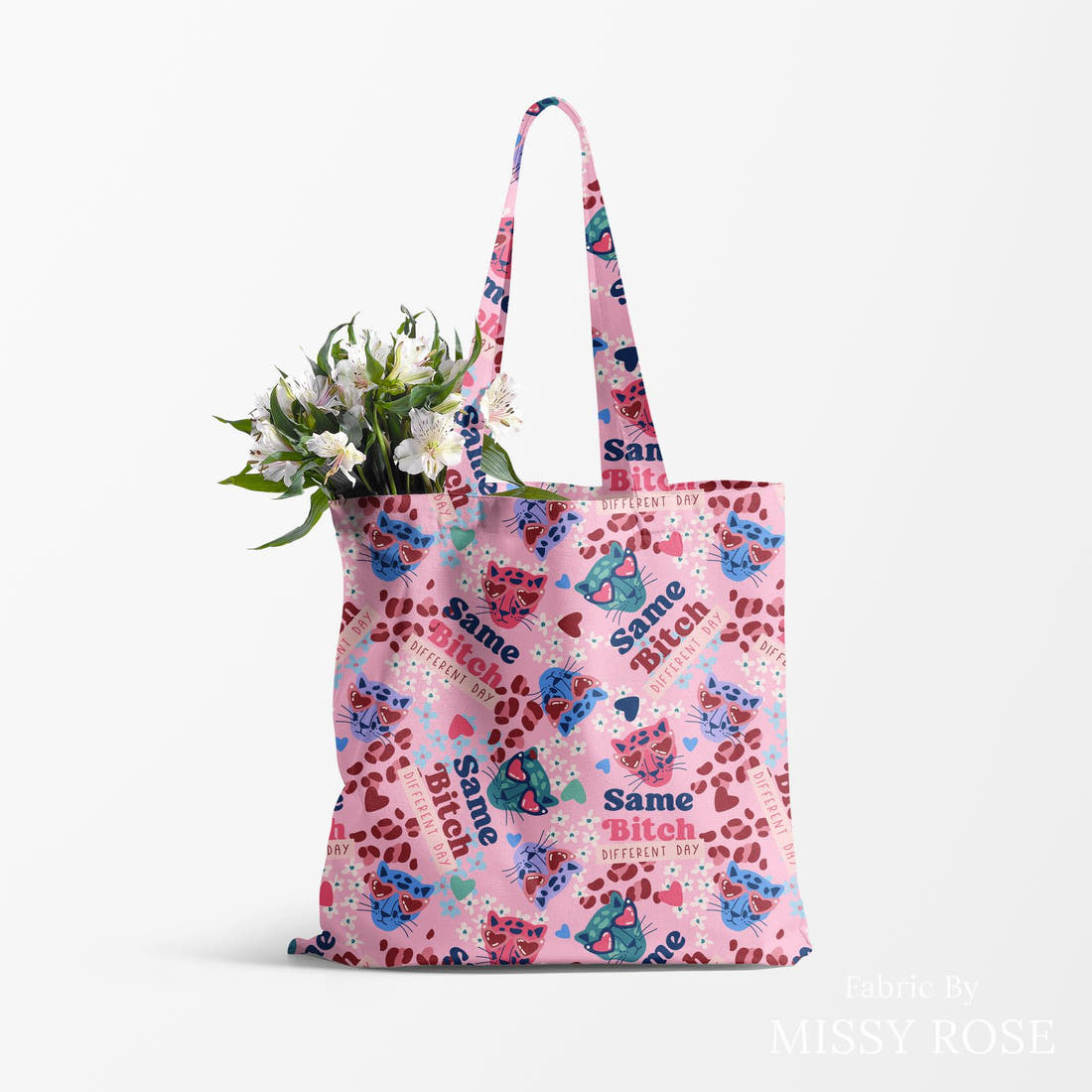 Profanity Fabric 367 made up as a tote bag - see how the print looks made up | Fabric by Missy Rose