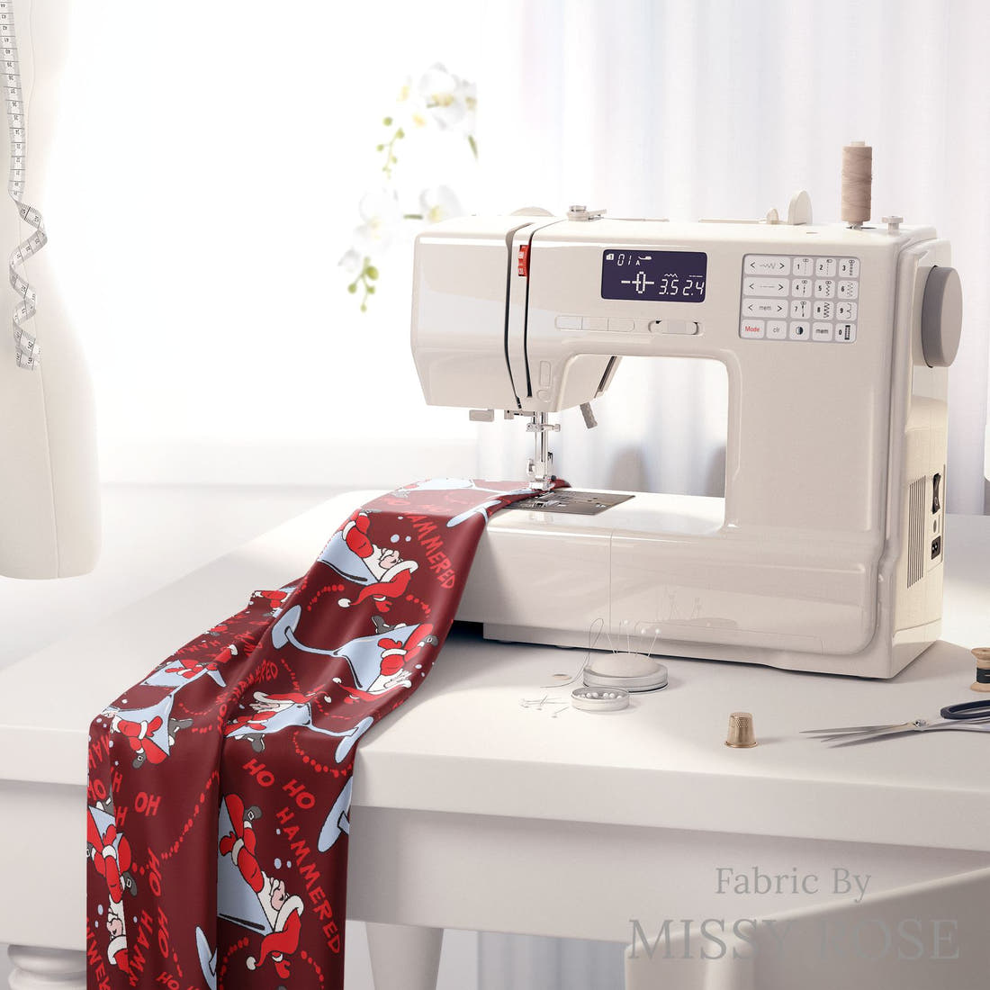 Profanity Fabric 368 on a sewing machine - premium fabric for sewing projects | Fabric by Missy Rose