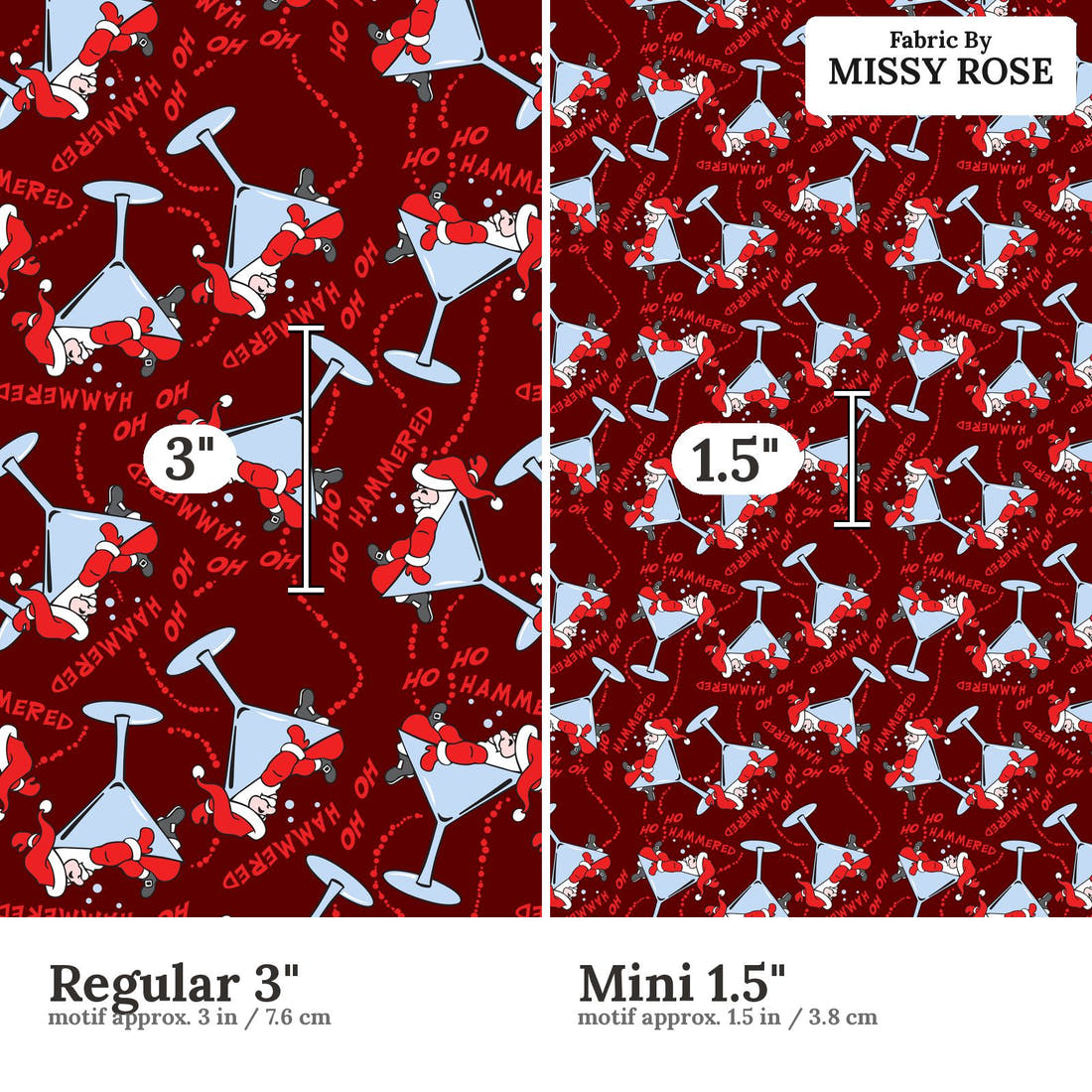 Profanity Fabric 368 Regular 3 inch vs Mini 1.5 inch print scale side by side | Fabric by Missy Rose