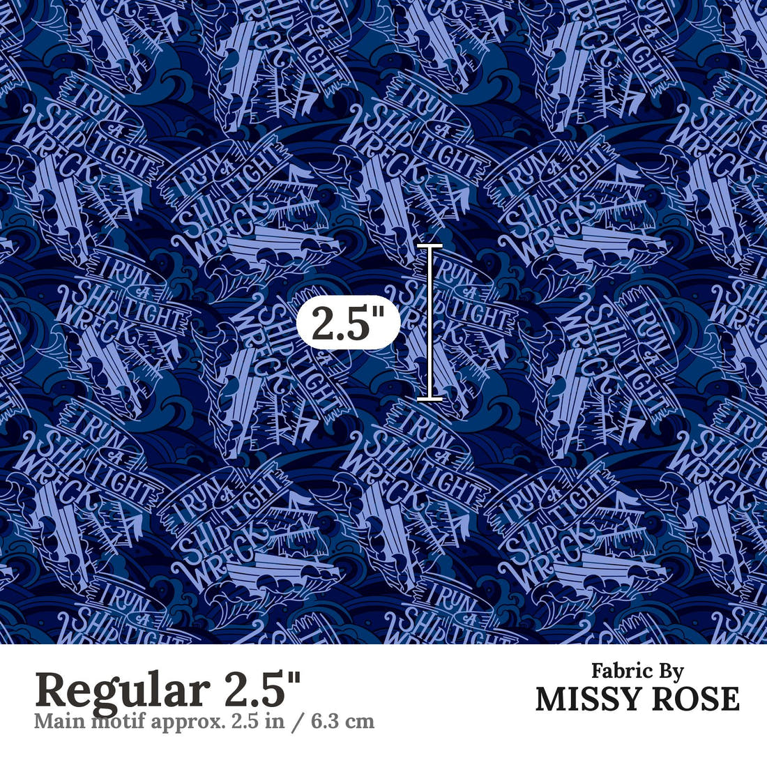 Profanity Fabric 369 Regular 2.5 inch print scale guide | Fabric by Missy Rose