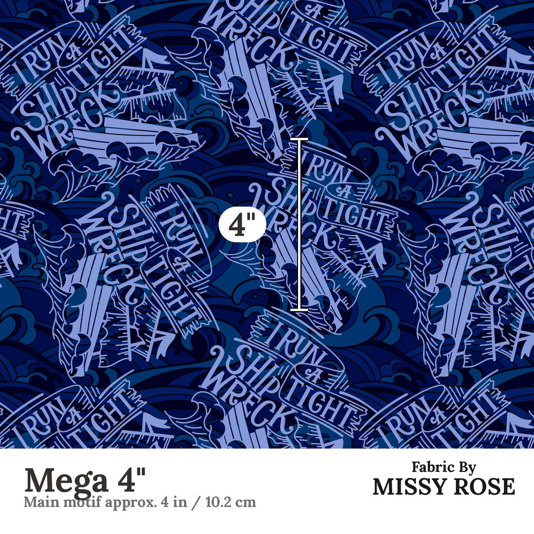 Profanity Fabric 369 Mega 4 inch print scale guide | Fabric by Missy Rose