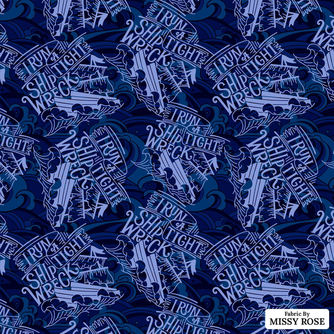 Profanity Fabric 369 - flat view of the print, zoom in for detail | Fabric by Missy Rose